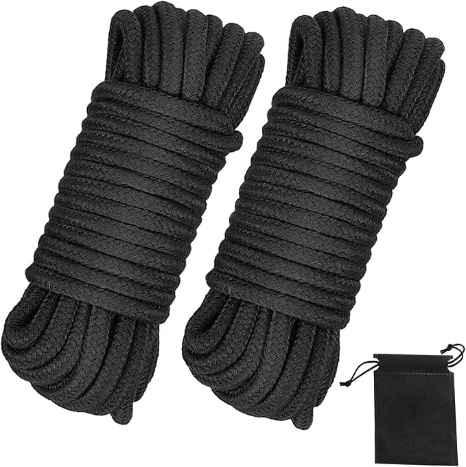 Soft Cotton Rope, 33 Feet (10m) Long, 8mm Thick, Durable, Black, Ideal ...