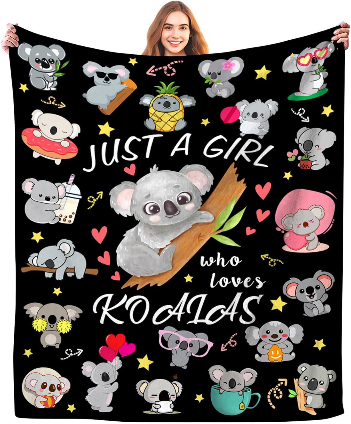 Koala Blanket for Women Girls Soft Lightweight Flannel Throw Blankets Koalas Gifts for Koala Lovers Bedding Kids Adults 50"X40"