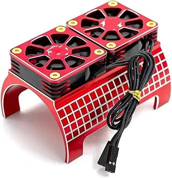 RC Parts Compatible with Traxxas for X-Maxx 6S 8S for Arrma for KRATON 1/5 RC Car Upgrades Parts Metal Dual Cooling Fan 4985 1717 Motor Heat SinkRed