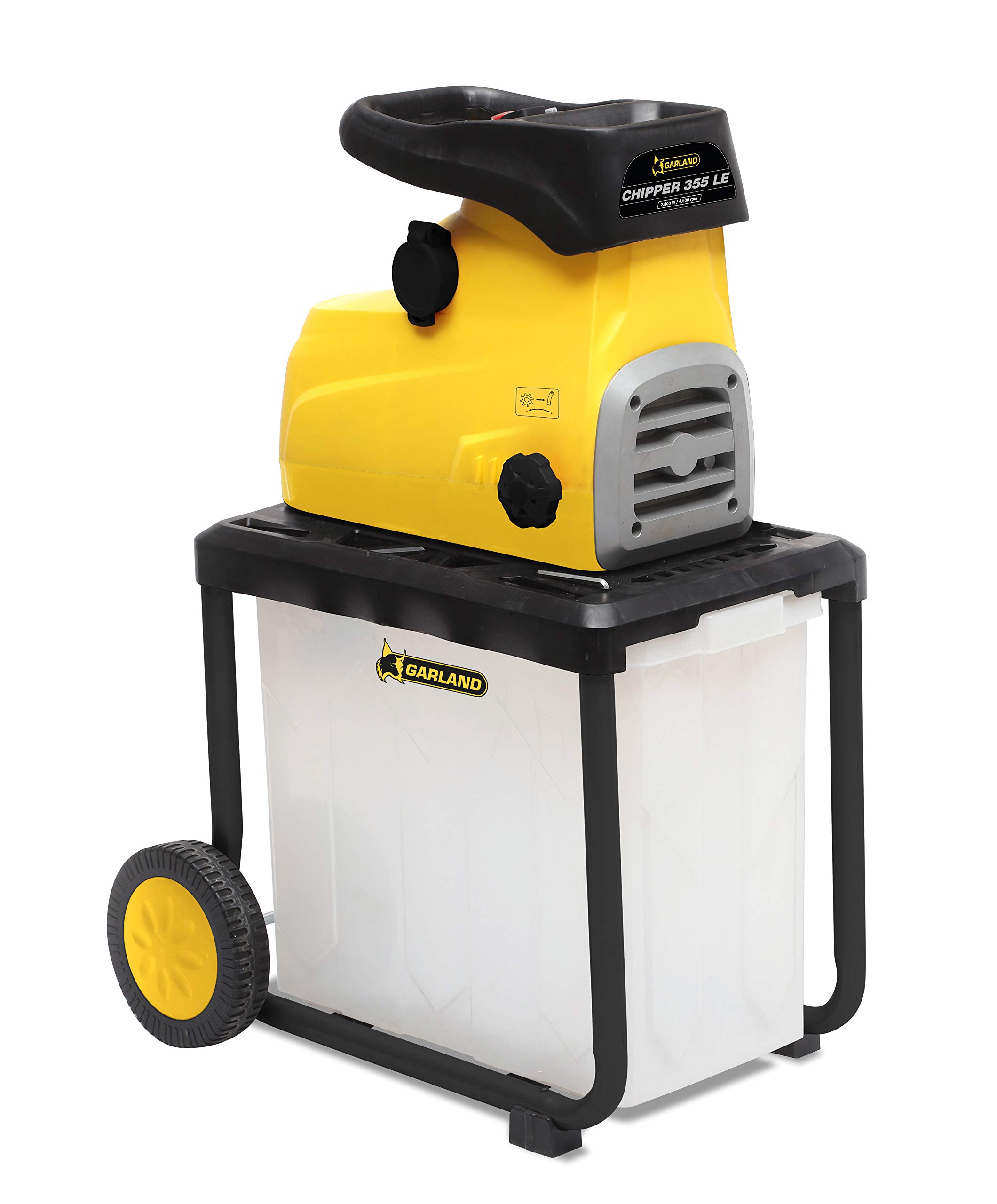 GARLAND CHIPPER 355LE-V19 - Biotriturador eléctrico 2800W, rodillo autoalimentable, ramas hasta 45 mm, cajón recogedor, reversible