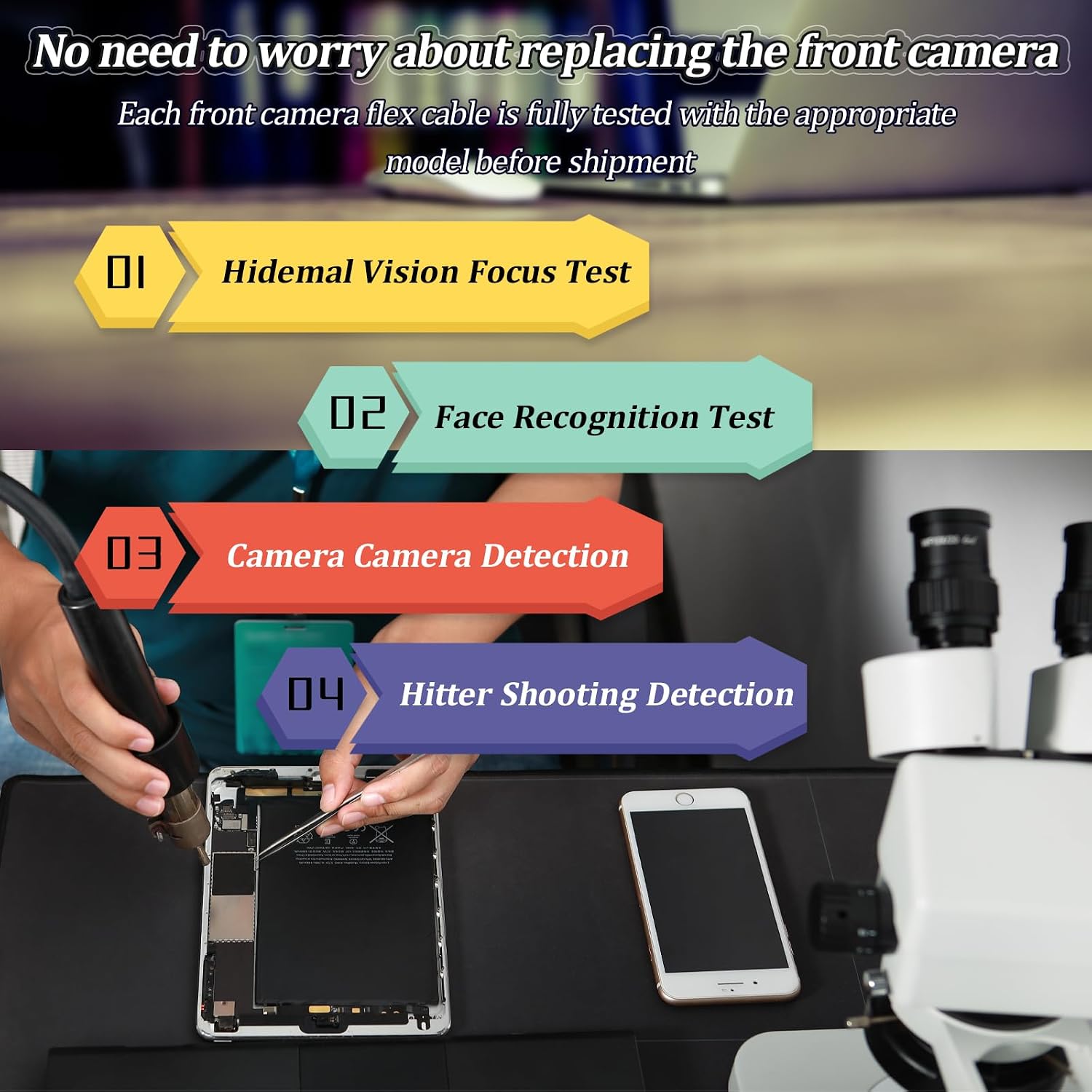 for iPhone 11 Front Camera Replacement for iPhone 11 Facing Lens Module Flex Cable Camera with Structured Light Flex Cables Accessories Repair Parts with Tools