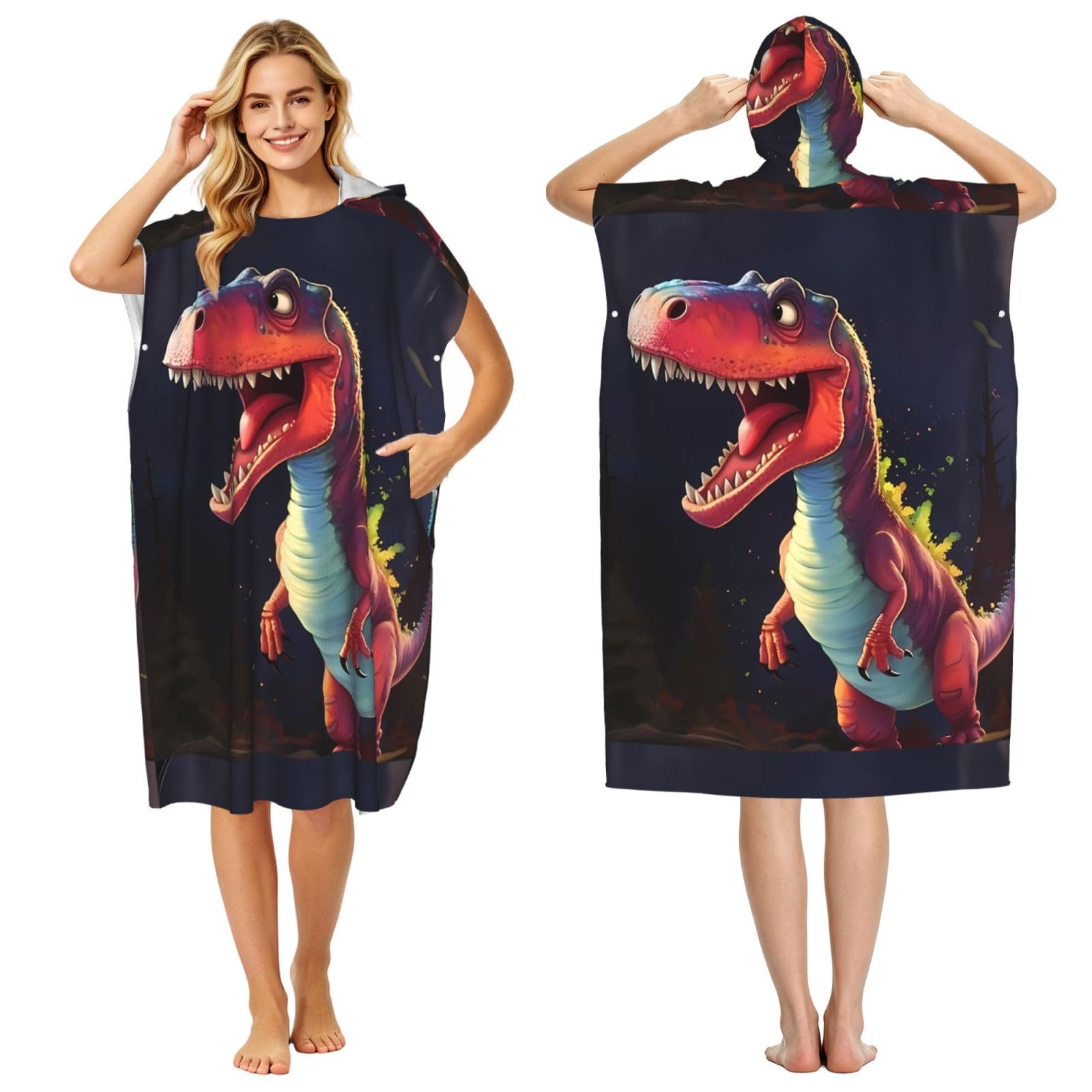 WSSYYBF WSSYYBFbig-mouthed dinosaur Adult hooded beach towel Oversized with Hood for Absorbent Quick Dry