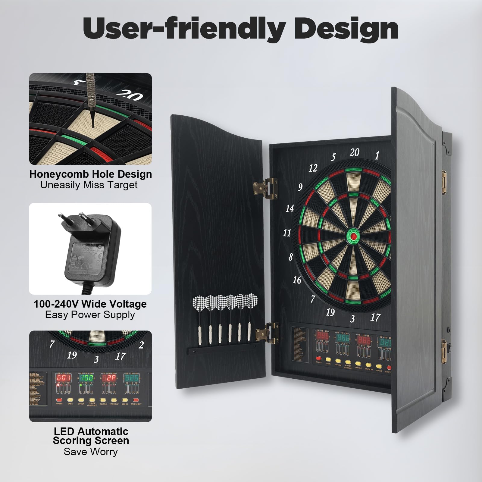 Juego de diana electrónica, diana electrónica con 12 dardos y 88 puntas de repuesto, innovadora máquina automática para 27 juegos y 243 variaciones para hasta 16 jugadores