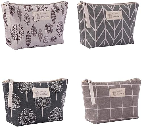 Miniatura 3 de Bolsa De Cosméticos De Gran Capacidad Portátil De Impresión Bolsa De Maquillaje De Viaje Neceser 8.3 X 5.1 Pulgadas - Gris