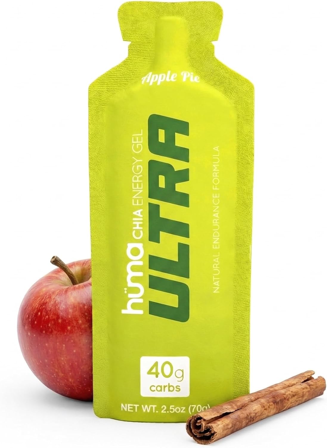 Huma Ultra Energy Gel - 40g Carbs - Real Food, Ultra Endurance Formula - 20 Pack, Apple Pie