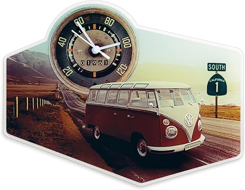 BRISA VW Collection - Reloj de pared para Volkswagen Samba Bus T1 Camper Van Nostálgico con diseño retro y vintage AcrylicHighway 1