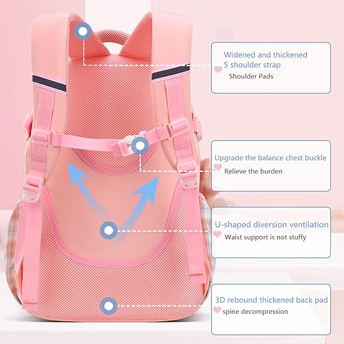 Miniatura 3 de Mochilas para niñas, bolsas grandes para adolescentes y niñas, mochila para escuela primaria, mochila para estudiantes de primaria, Azul, Mochilas