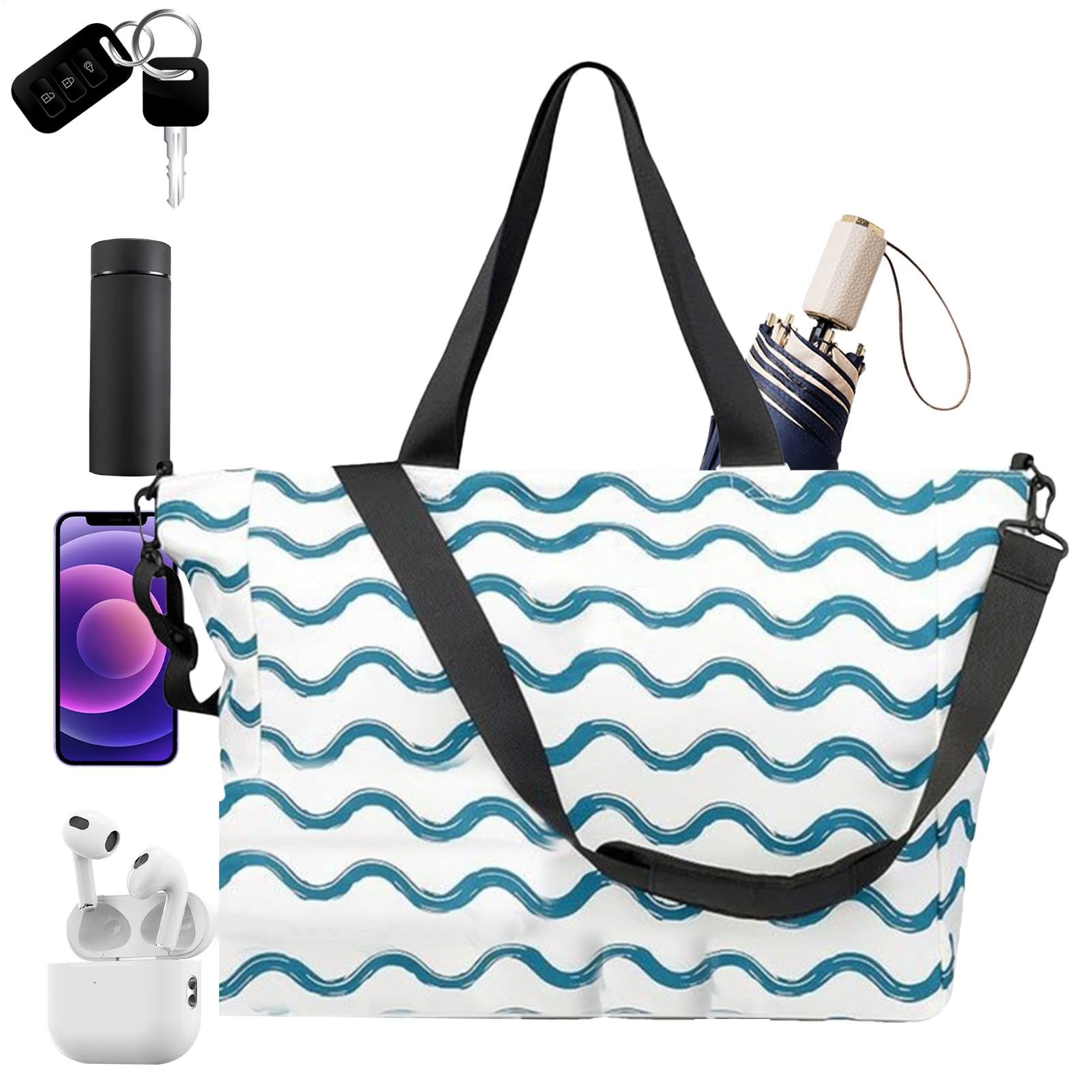 Bolso de playa plegable e impermeable con asas de hombro para picnic 8