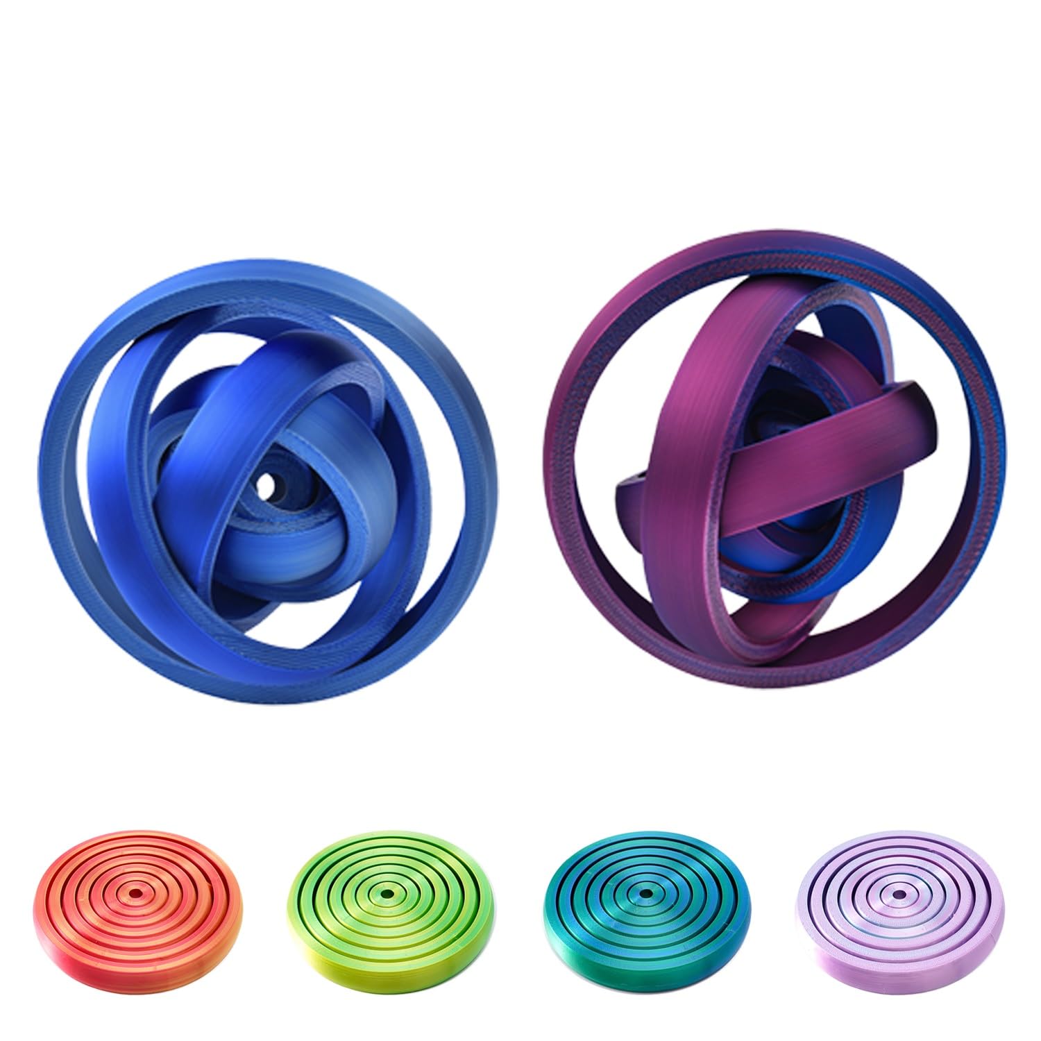 Rainbow Spinner Toy, Magic Rainbow Spinner, Fidget Spinner, Spinner Ring, Gyroscope Toy, Anxiety Spinner Ring, Spiral Fidget Toy, Gyroscope Fidget, 3D Printed Stuff, Fidget Toys Adults(2 pc Set)