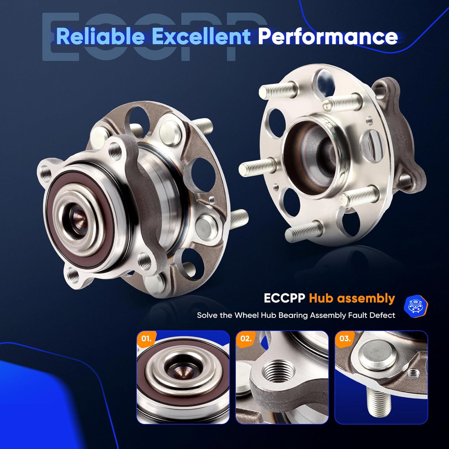 ECCPP Replacement for Rear Wheel Hub Bearing Assembly 5 Lugs w/ABS for 2010-2013 Acura TSX 512353 Wheel Bearing hub kit 2pcs