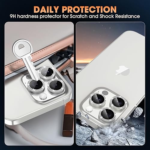 Miniatura 77 de Xfilm Protector de lente de cámara Bling para iPhone 14 Pro/14 Pro Max, dureza 9H a prueba de rayones, protector de anillo individual de metal