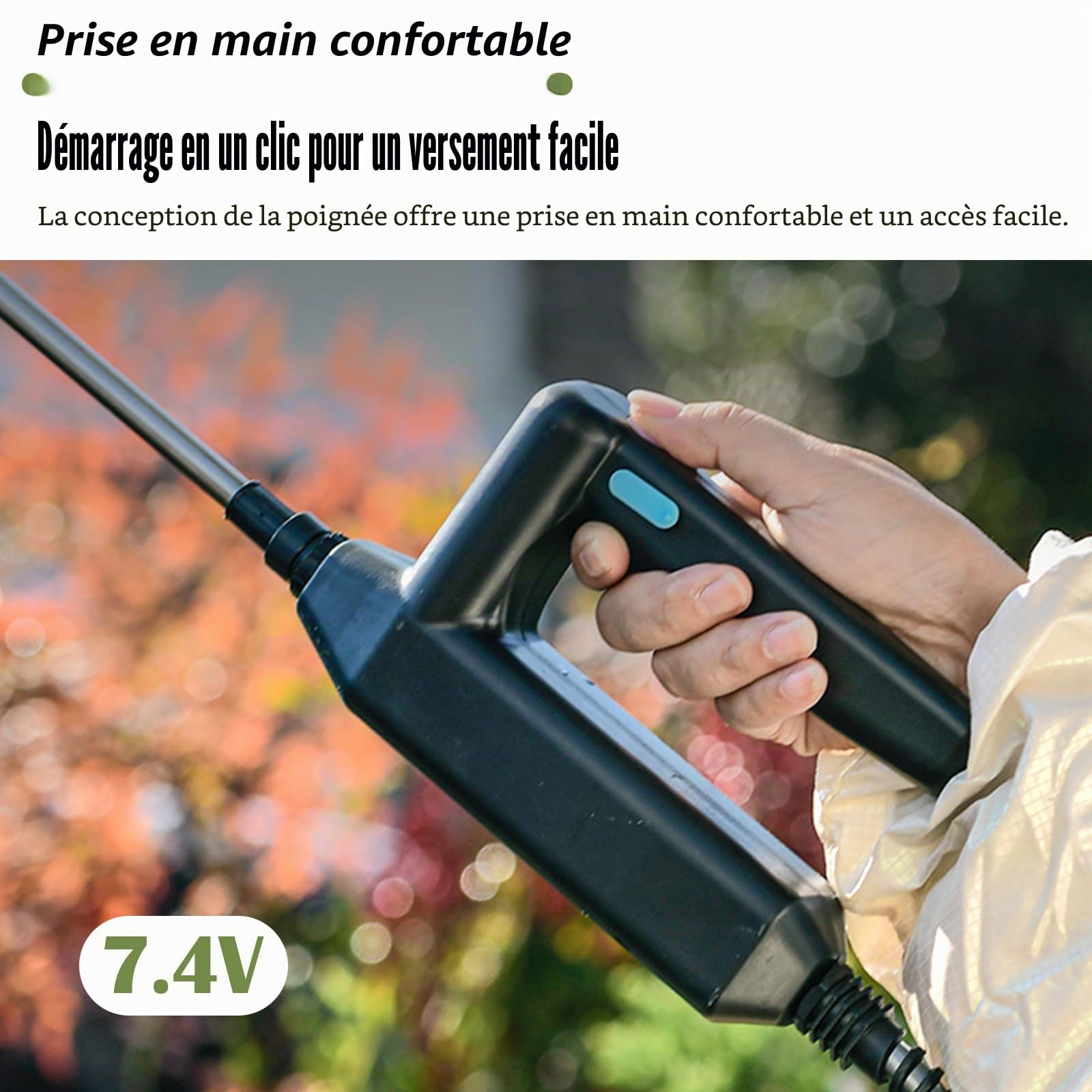 Pulvérisateur à Pression, 8L Batterie Pulvérisateur Jardin avec Lance Et 4 Buses Pulvérisation Réglables Pulvérisateur Dos avec Batterie 2400 Mah Automatique Réservoir Transparent Lance Télescopique