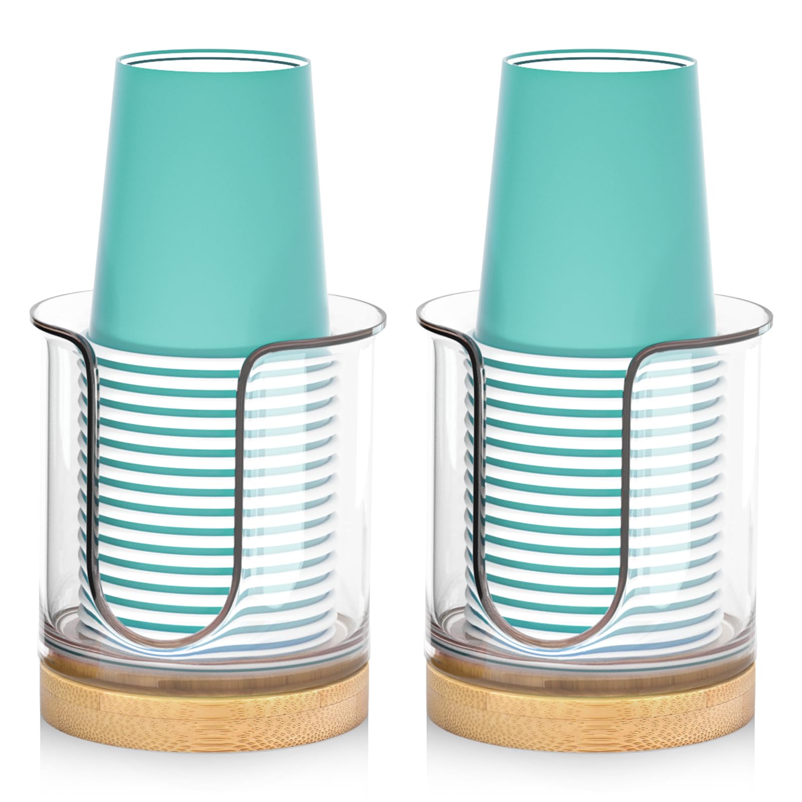 2 Pack Bathroom Cup Dispenser 3 oz Countertop for Paper Cups and Mouthwash Cups - Convenient 3oz Paper Cup Holder and Mouthwash Cups Holder（Clear）