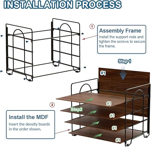 Miniatura 6 de LUCYCAZ Wood File Organizer, 6 Tier Desk Organizers and Accessories, Metal Paper Organizer for Desk, Letter Tray Magazine Holder for Home, Office,