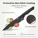 Knife Set, 15 Piece Kitchen Set with Block, Self Sharpening, Dishwasher Safe, 6 Steak Knives, Anti-Slip Handle, Black