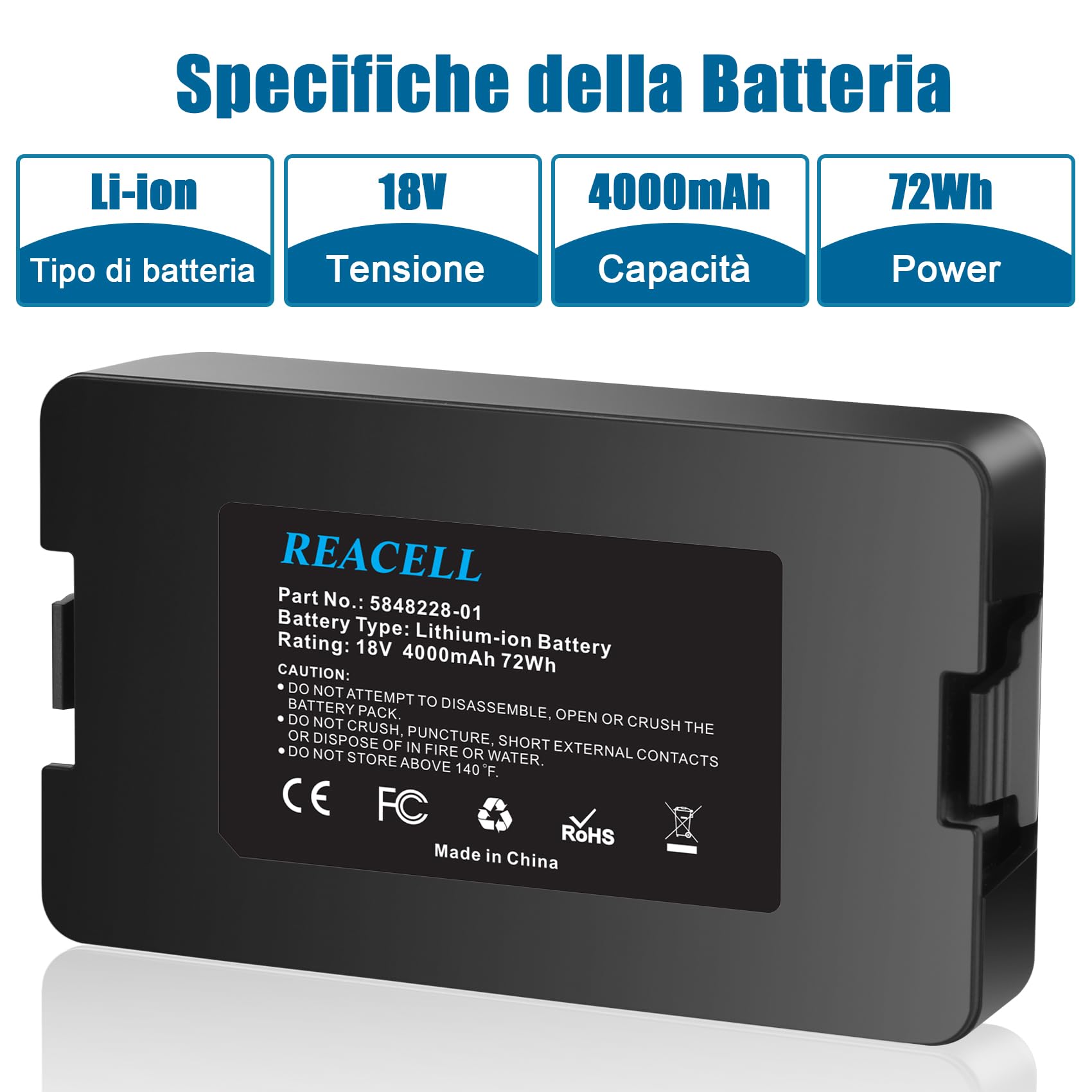 18V 4000mAh Batteria compatibile con Husqvarna Automower 115H/305/310/315/315X (2020), batteria di ricambio compatibile con Gardena Sileno City/Life, per Gardena Sileno Minimo 250