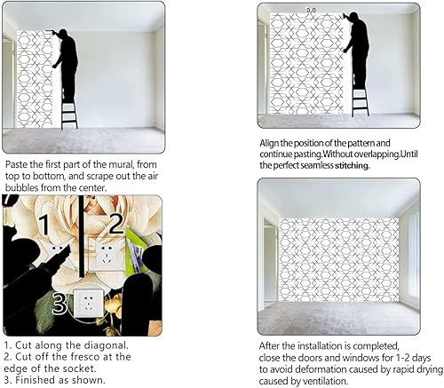 Miniatura 4 de Papel Tapiz para Pared De Sala Elegante Light Color Wall Covering Geometry Lattice Line Modern Living Room Multi-Scene Application (W) 59" X(H) 48"