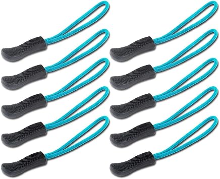 DYZD Durable Zipper Pulls Tab Tags Cord Pulls Zipper Extension Zip Fixer for Backpacks, Jackets, Luggage, Purses, Handbags Blue,10 PCS