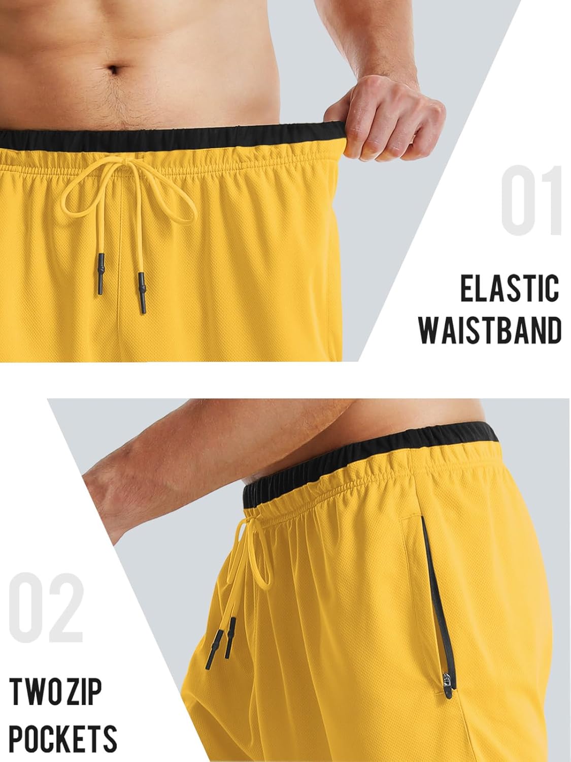 Aolesy Men's Gym Workout Shorts 5"/7"/10" Lightweight Bodybuilding Athletic Shorts Running Training with Zip Pockets - Image 5