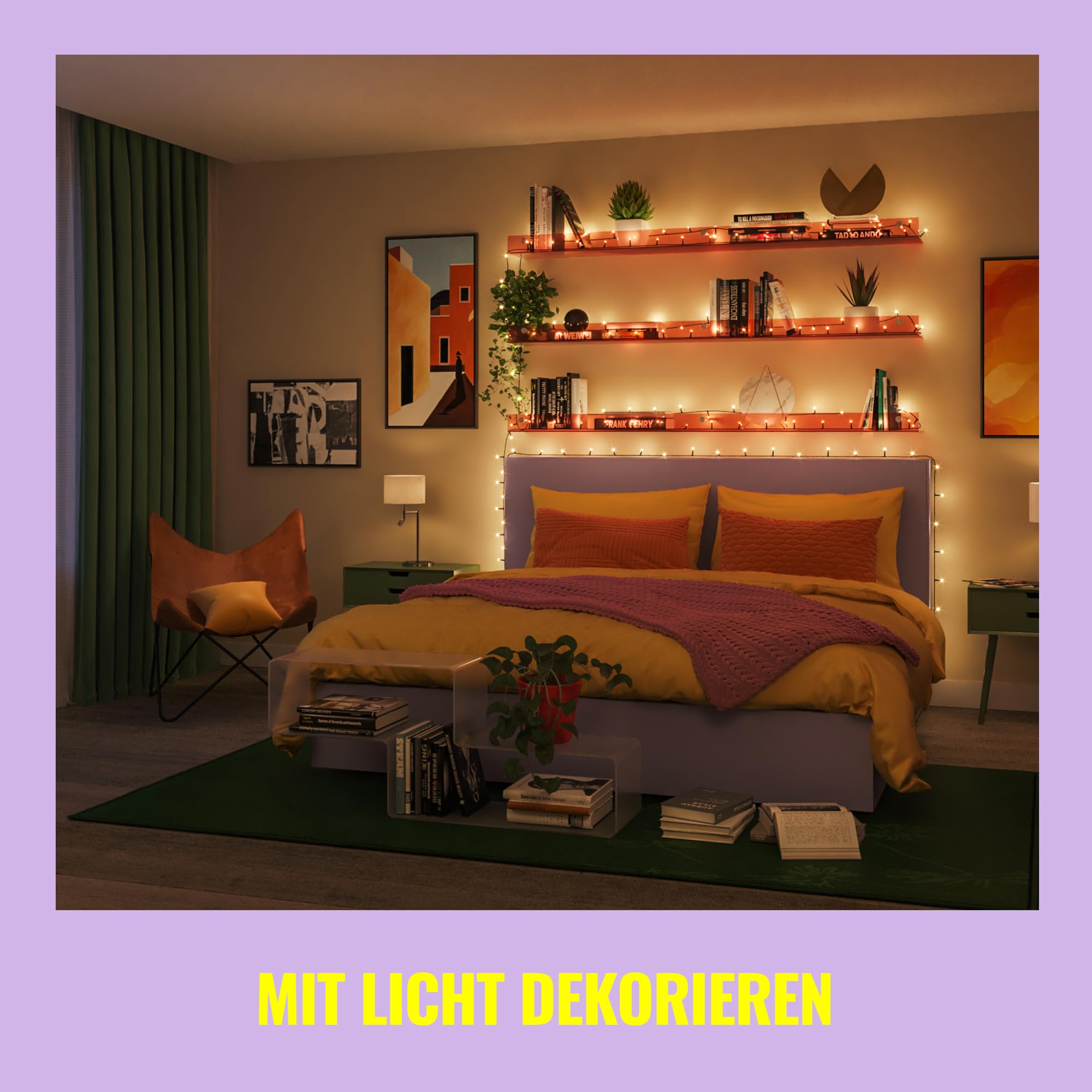 WiZ RGBIC Smart LED Fairy Light - Lichterkette mit 160 LEDs, 16 Mio. Farben + Weißschattierungen, 8 Lichtzonen, verbindet sich mit WLAN, Sprach- / App-Steuerung, funktioniert mit Google Home, Alexa