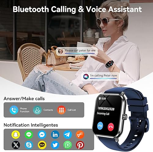 Miniatura 4 de Reloj inteligente con pantalla táctil HD de 1.83 pulgadas con llamadas Bluetooth, 5 ATM impermeable, más de 130 modos deportivos, seguimiento de