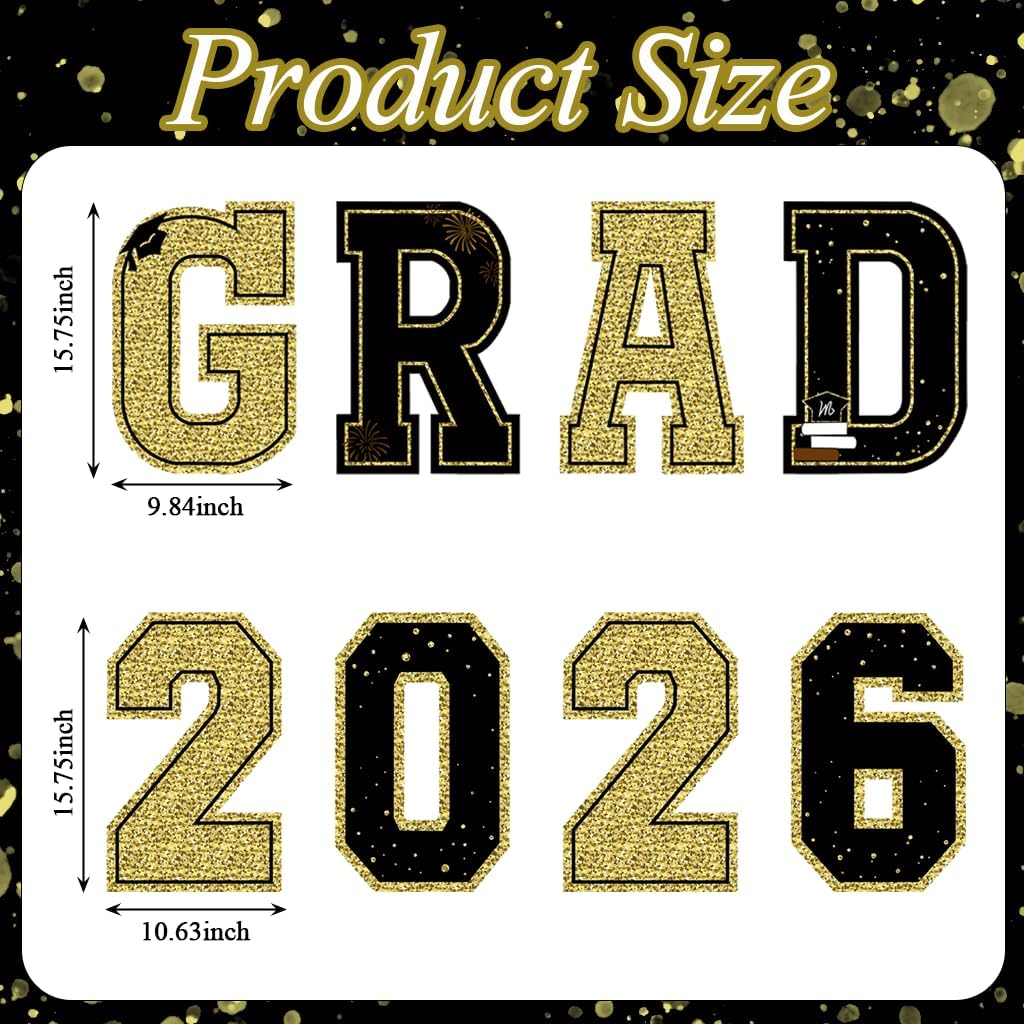 2026 Graduation Decorations Yard Signs – 15PCS Black and Gold Congrats Grad Lawn Decorations with Stakes, Graduation Party Supplies, Large Outdoor Graduation Party Decor for High School & College