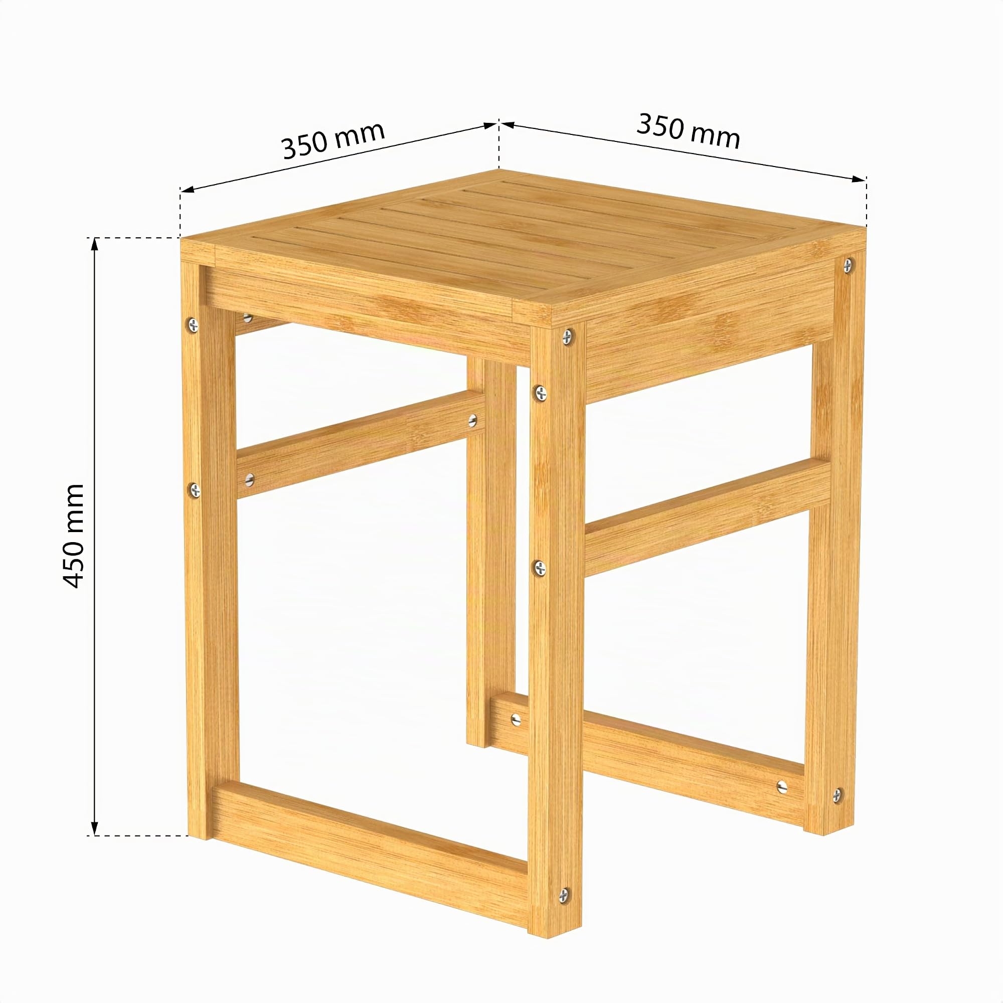 EISL BMBA02-BH2 - Sgabello da bagno in bambù, con seduta, 35 x 45 x 35 cm (larghezza x altezza x profondità)