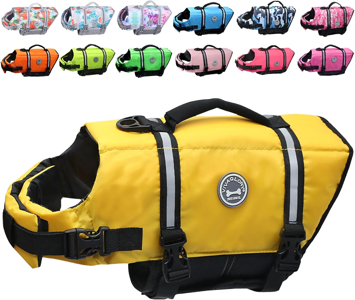 VIVAGLORY Ripstop Dog Life Jacket for Small Medium Large