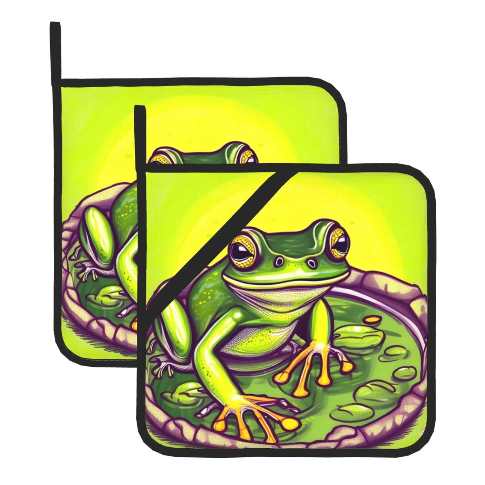Frog in a pond Square Heat Resistant Trivet Set Thick and Durable for Baking Barbecue Cookware Oven