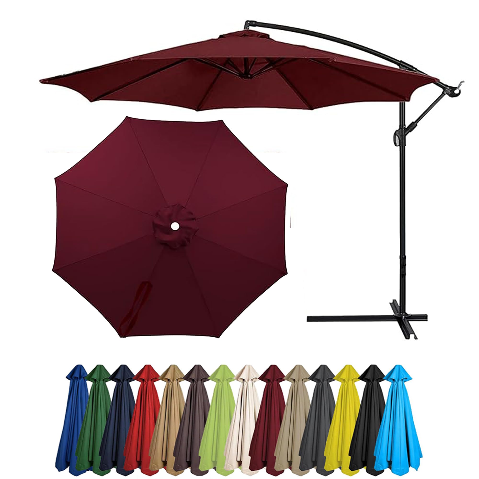 Fzamudng Outdoor Patio Umbrella Replacement Canopy For 6 Ribs/8 Ribs, Replacement Parasol Canopy For Garden Umbrella, Garden Umbrella Cover Replacement Parasol Fabric Cover for Sun Shade