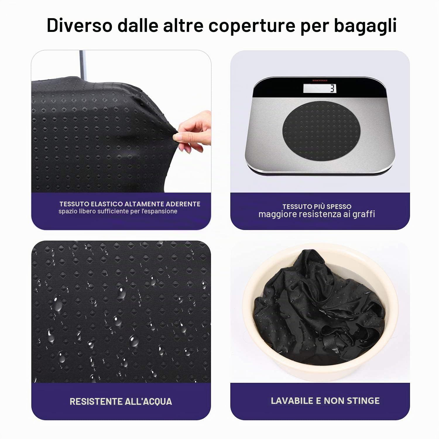 Copri Valigia, Elastico Cover Proteggi Valigia Anti-Polvere Trolley Stampato Protettiva Bagagli Cover - Copertura per Valigia-19-32 Pollici - Nero
