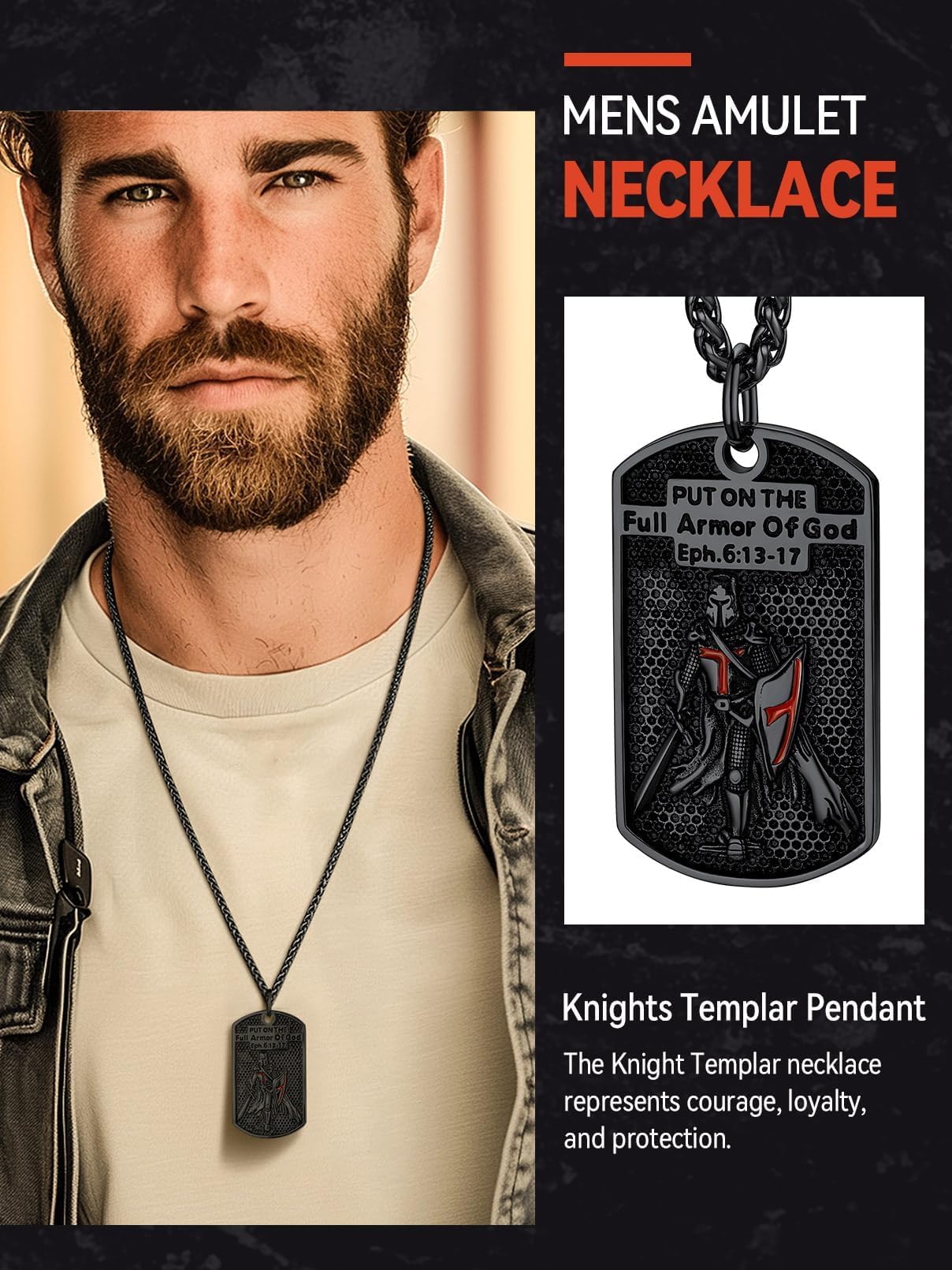FaithHeart Collana con sigillo dei cavalieri templari, gioiello per uomini e donne, con delicata confezione regalo