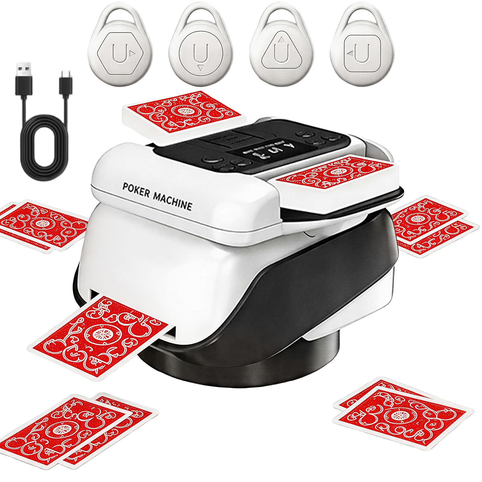 Miscelatore e distributore automatico di carte 2 in 1, rotazione a 360° per 1-2 mazzi, con 4 telecomandi, miscelatore elettrico per 2-12 giocatori, ricaricabile, silenzioso, ideale per il poker