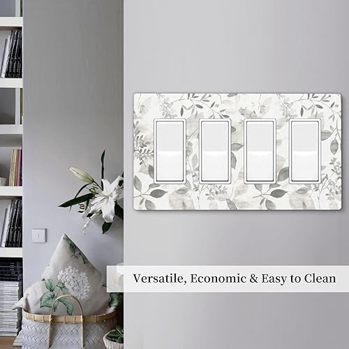 Miniatura 265 de Placa de pared dúplex de receptáculo de dispositivo de 1 gang de madera envejecida blanca gris con veta de tablón, cubierta de enchufe eléctrico de