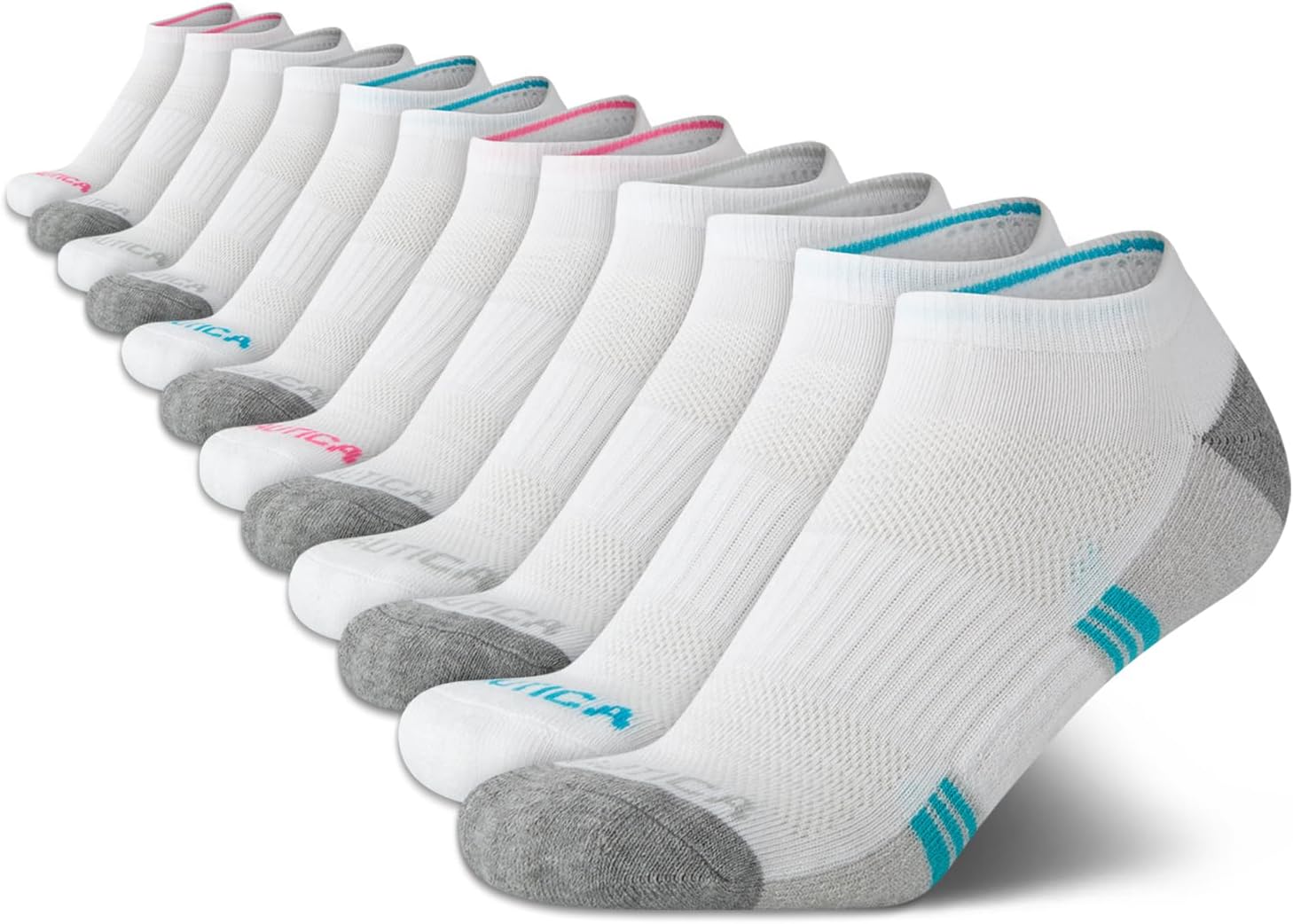 Nautica Women's Socks - Athletic Cushion Low Cut Socks (12 Pack)