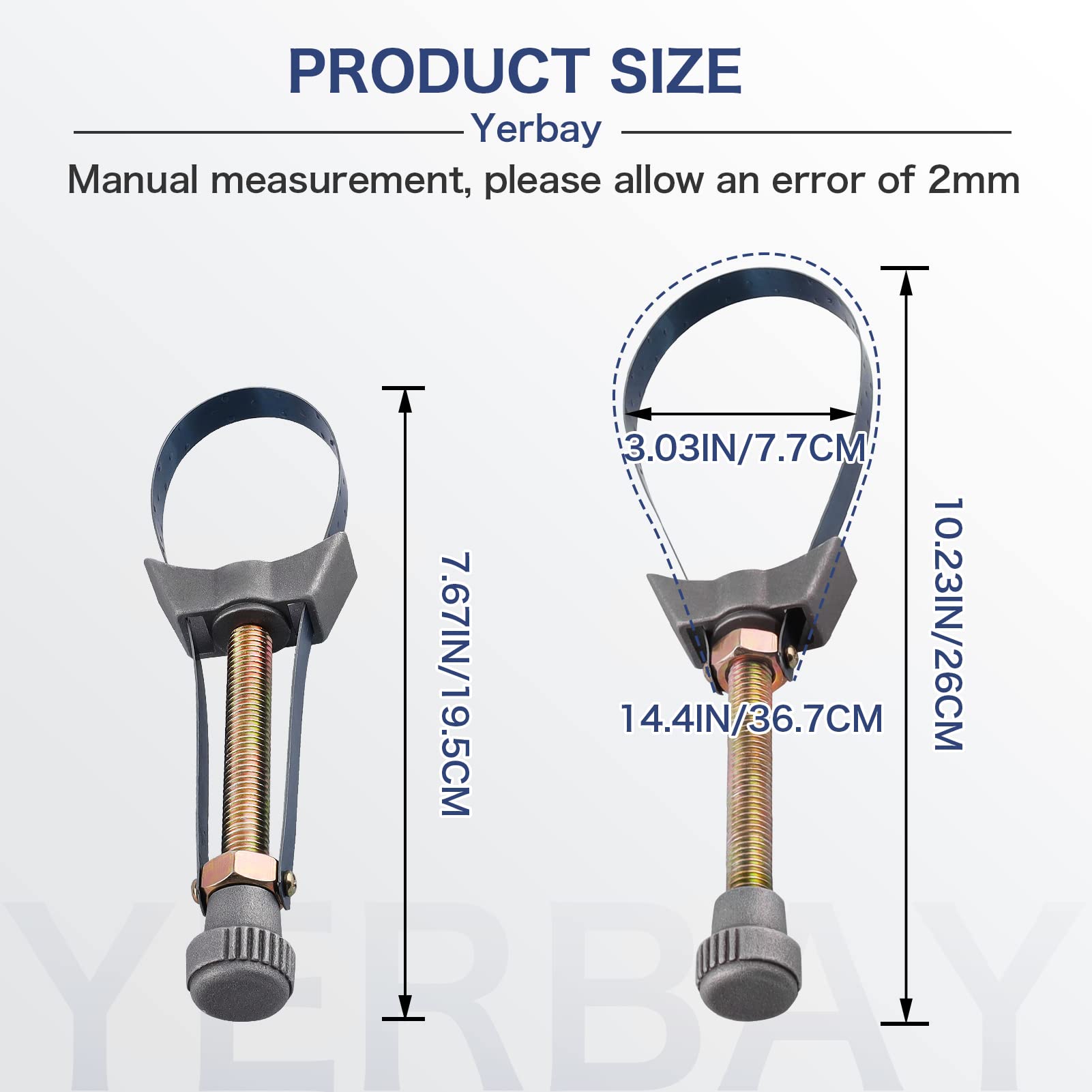 Yerbay Adjustable Oil Filter Wrench Removal Tool 60-120mm Diameter Adjustable Cap Spanner Strap Wrench Repair tool for Motorcycle Car