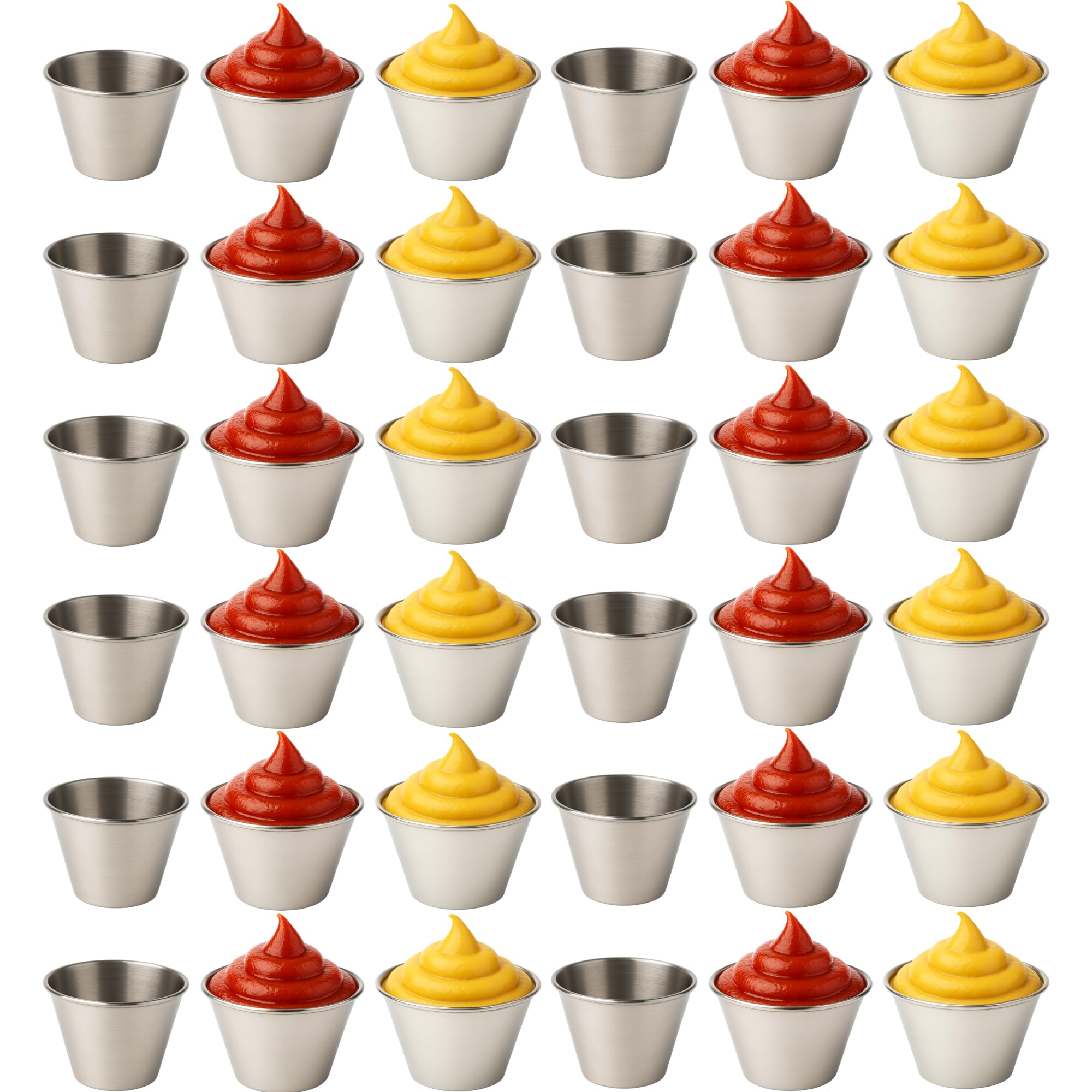 Ramekin Condiment Sauce Pots Dip Bowls 4Oz (11Cl) Stainless Steel Pack Of 24