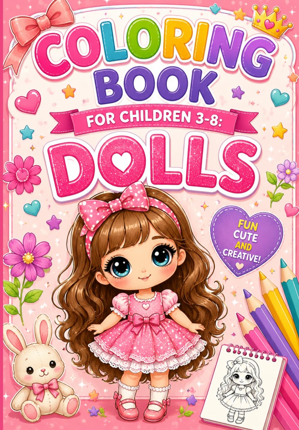 Coloring Book For Children 3-8: DOLLS.: Cute and Creative Doll Coloring Pages for Kids Ages 3–8 | Fun Princess, Fashion and Fantasy Doll Adventures