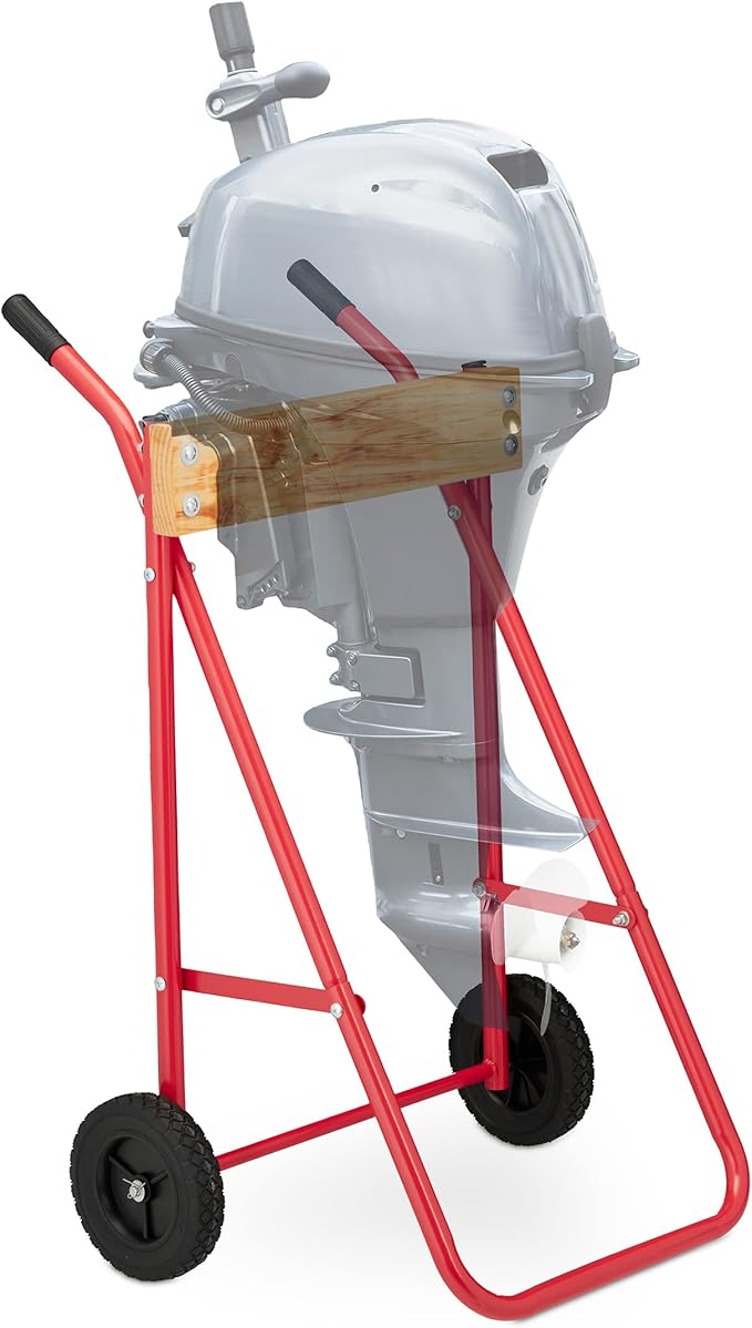 Relaxdays Supporto Per Motore Fuoribordo, Carrello Per Il Trasporto E Lo Stoccaggio, In Acciaio, Fino A 100 Kg, Nero - Foto 3