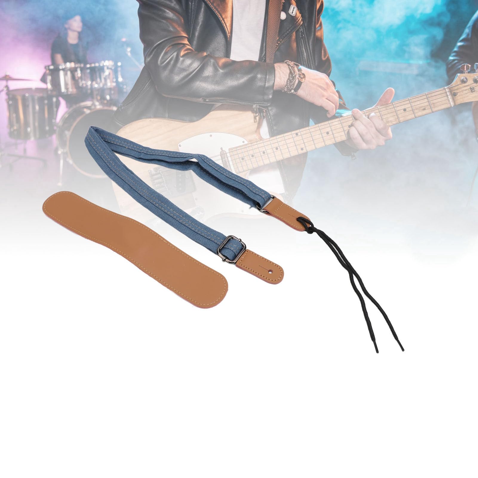 Haofy Verstellbarer Ukulele-Gurt, Denim und Leder, Bequem und Langlebig, Passend für Ukulele-Mandoline-Banjo, Perfekt für Alle Spieler