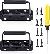 Roosea 2 Sets Transport Handle with Screw and Screwdriver, Stainless Steel Pull Handles, Replacement Folding Handles for Boxes, Doors, Box Tool Boxes