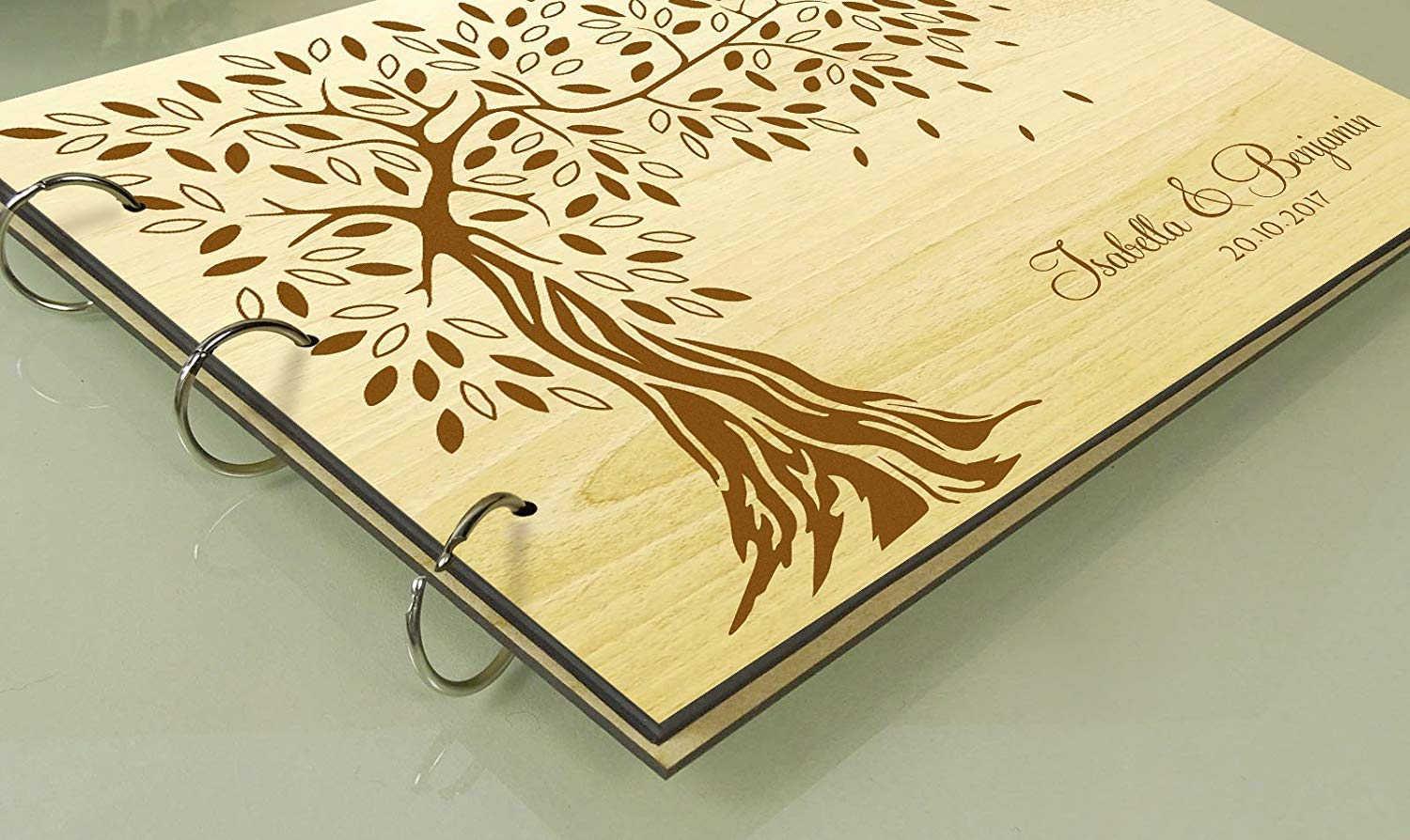Darling Souvenir Hochzeitsbaum Gästebuch Personalisierte Holz Gravierte Name Und Datum Foto Album Buch Für Geschenke