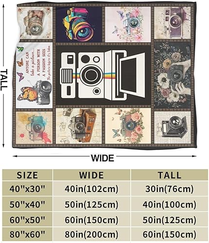 Miniatura 4 de Manta retro de forro polar para cámara, manta de fotografía para niñas y niños, manta vintage de franela súper suave y cálida, regalos para hombres