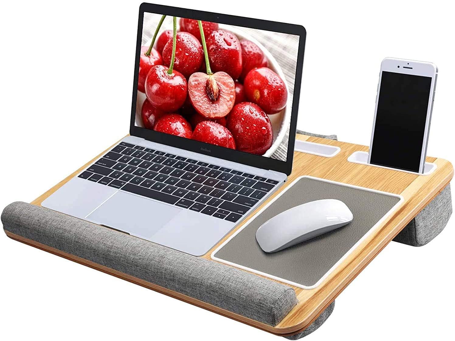 FayruzLap Desk - Fits up to 17 inches Laptop Desk, Built in Mouse Pad & Wrist Pad for Notebook, MacBook, Tablet, Laptop Stand with Tablet, Pen & Phone Holder
