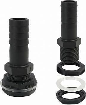 2PCS 25mm Waterbutt Hose Connector, Plastic Tank Outlet Fittings with Hose