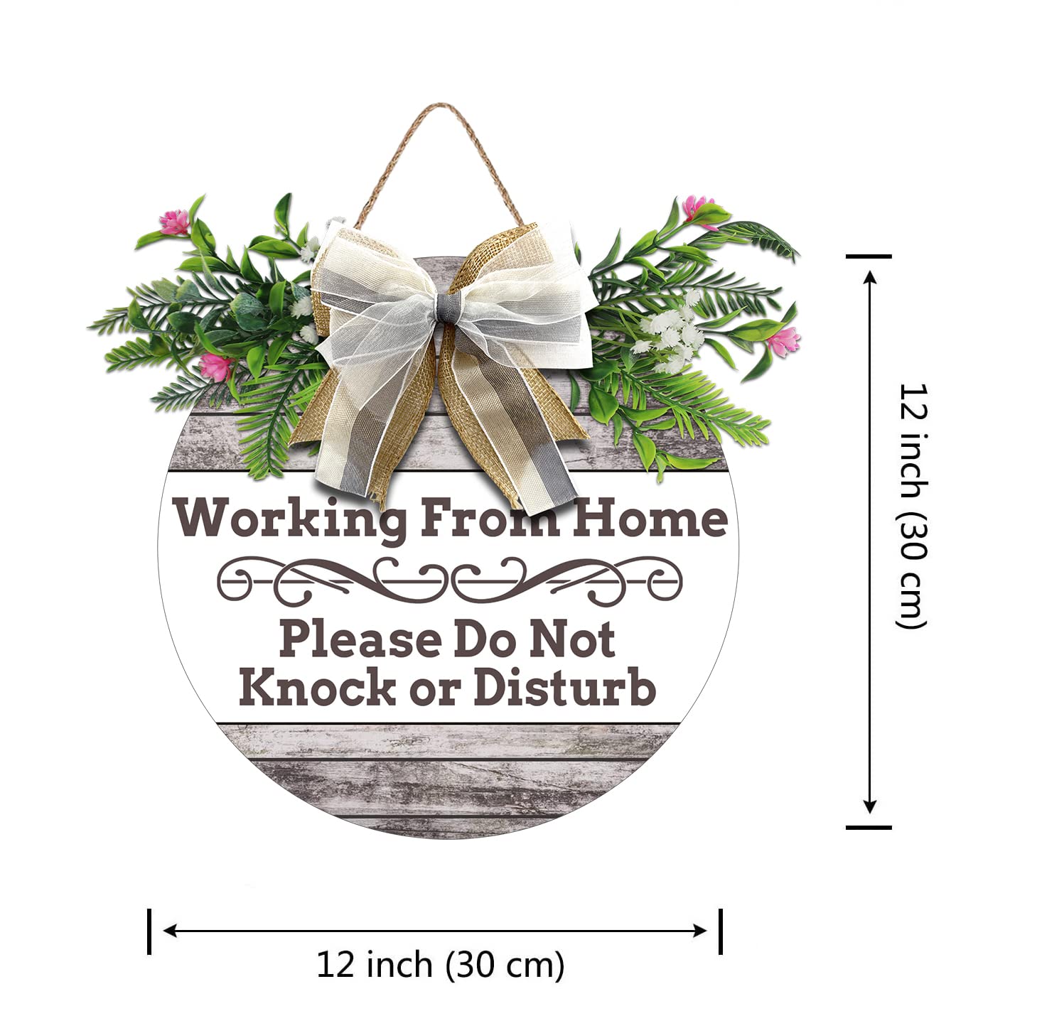 Working from Home Please Do Not Knock or Disturb Round Wooden Door Hanger,Nursery,Front Door,Door Knob Decor,Living Room Sign, Wall Decor, Hanging Wood Sign, Bedroom Decor Sign?C?