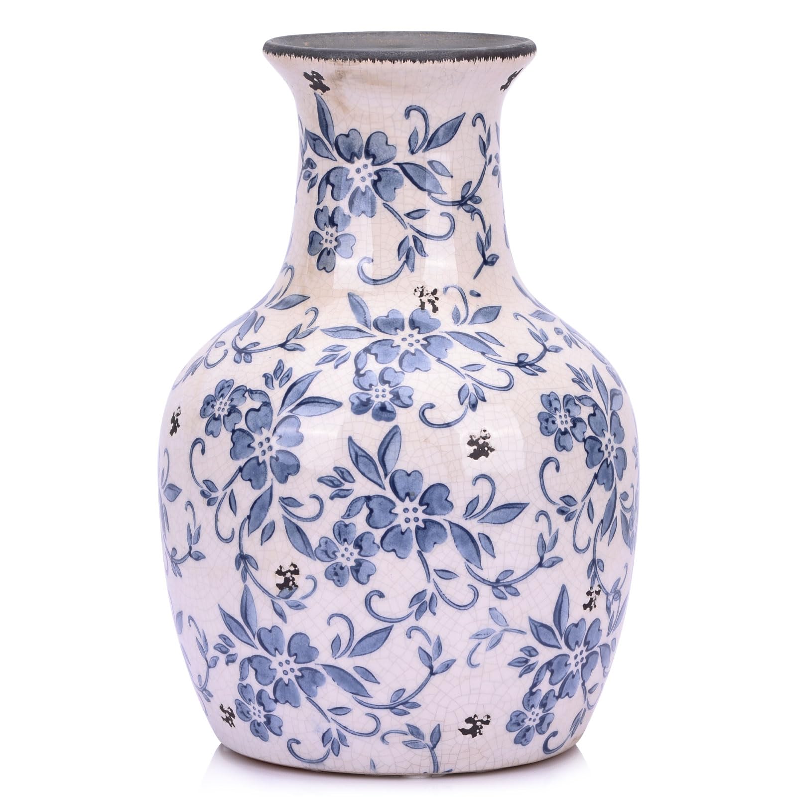 青と白の陶器製花瓶 Amazon.co.jp: QIANLING 青と白の花瓶 - 26.9 cm ヴィンテージ