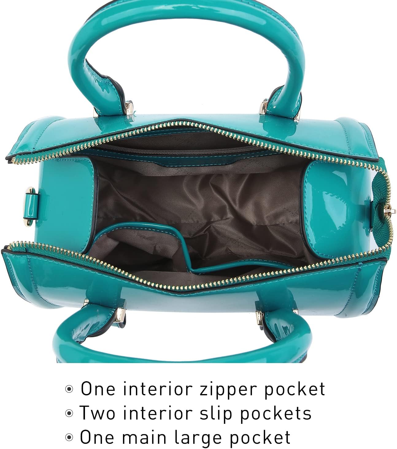 Shiny Patent Faux Leather Handbags Barrel Top Handle Purse Satchel Bag Shoulder Bag for Women - Image 5