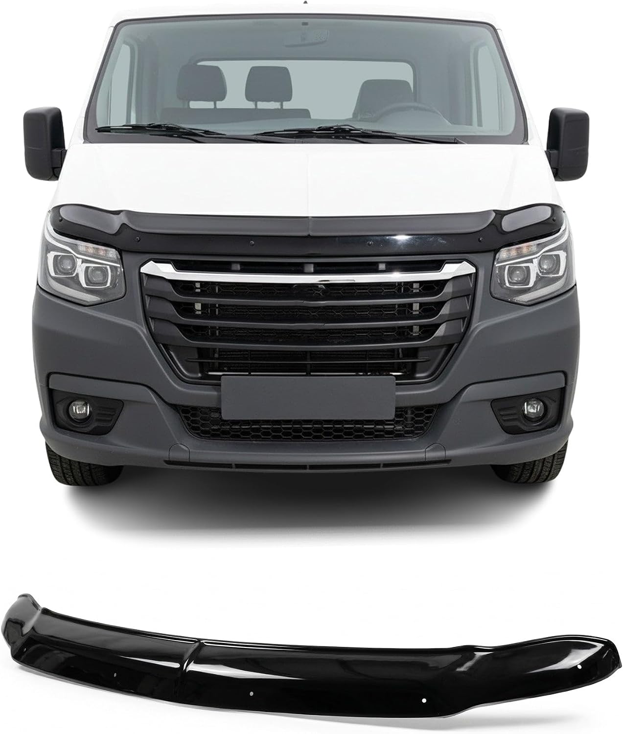 Hood Deflector Guard fits GAZ Gazelle Next 2021-2026 EU Bugflector Bug & Bonnet Shields, Black ABS Hood Protector, Protects from Particles & Bug, All Weather Car Exterior Accessories