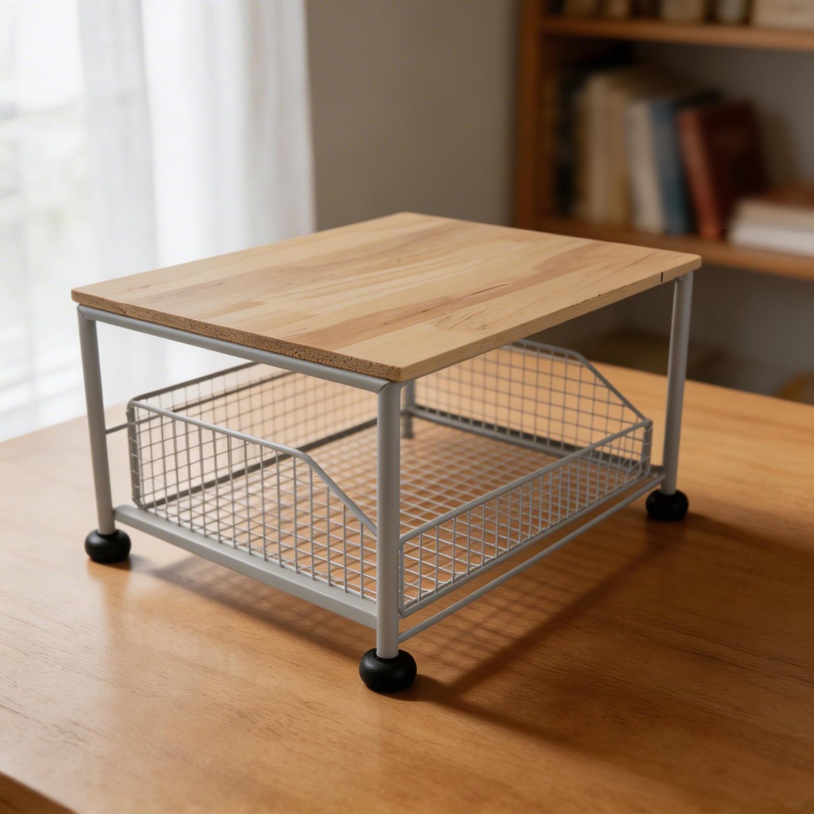 Carrito de microondas blanco y negro con ruedas, estante de cocina móvil con cesta (blanco)